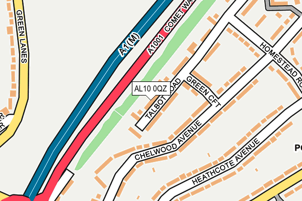 AL10 0QZ map - OS OpenMap – Local (Ordnance Survey)