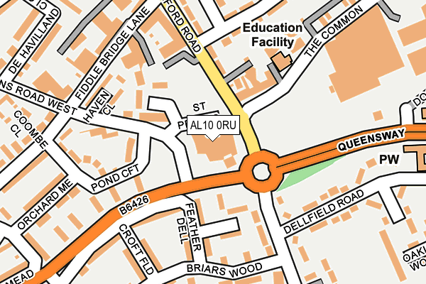 AL10 0RU map - OS OpenMap – Local (Ordnance Survey)