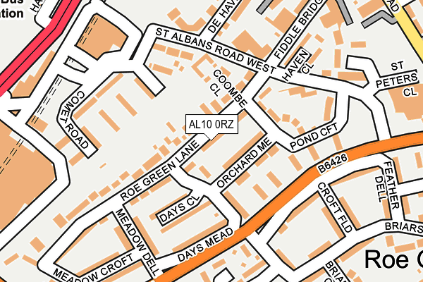 AL10 0RZ map - OS OpenMap – Local (Ordnance Survey)