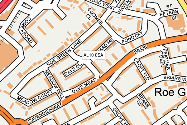 AL10 0SA map - OS OpenMap – Local (Ordnance Survey)