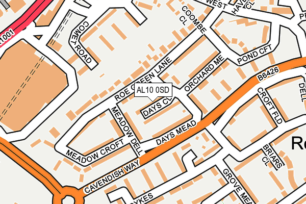 AL10 0SD map - OS OpenMap – Local (Ordnance Survey)