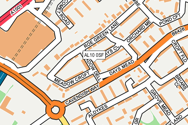 AL10 0SF map - OS OpenMap – Local (Ordnance Survey)