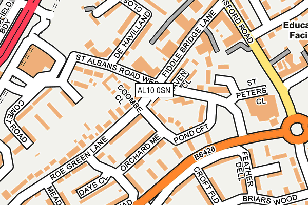 AL10 0SN map - OS OpenMap – Local (Ordnance Survey)