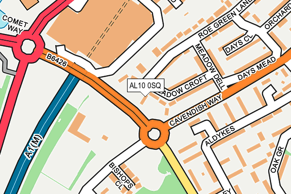 AL10 0SQ map - OS OpenMap – Local (Ordnance Survey)