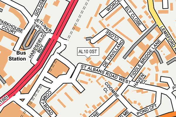 AL10 0ST map - OS OpenMap – Local (Ordnance Survey)