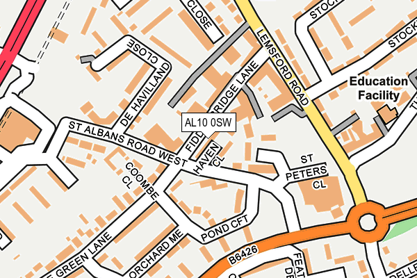 AL10 0SW map - OS OpenMap – Local (Ordnance Survey)