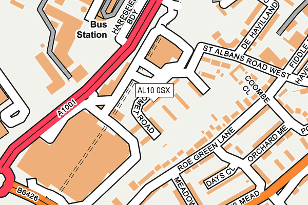 AL10 0SX map - OS OpenMap – Local (Ordnance Survey)