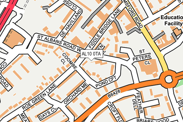 AL10 0TA map - OS OpenMap – Local (Ordnance Survey)