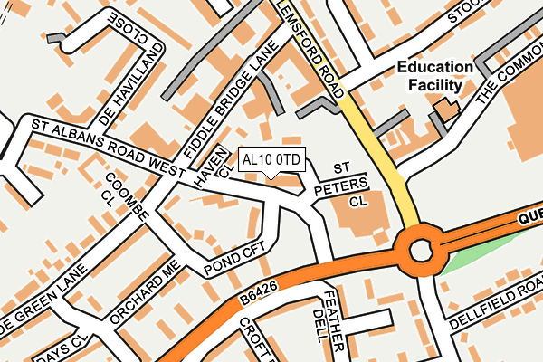 AL10 0TD map - OS OpenMap – Local (Ordnance Survey)