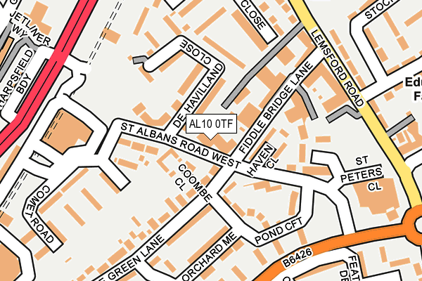 AL10 0TF map - OS OpenMap – Local (Ordnance Survey)