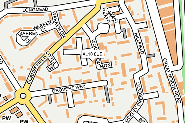AL10 0UE map - OS OpenMap – Local (Ordnance Survey)