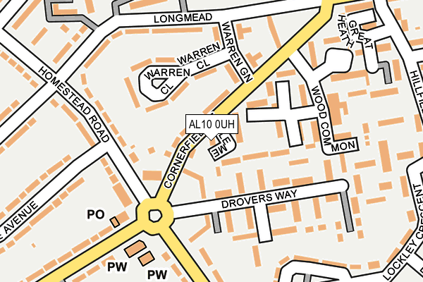 AL10 0UH map - OS OpenMap – Local (Ordnance Survey)
