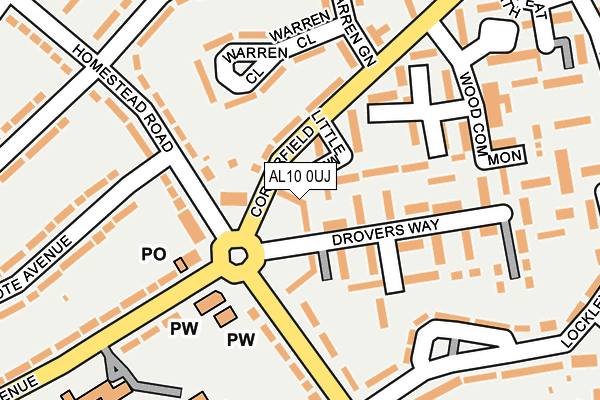 AL10 0UJ map - OS OpenMap – Local (Ordnance Survey)