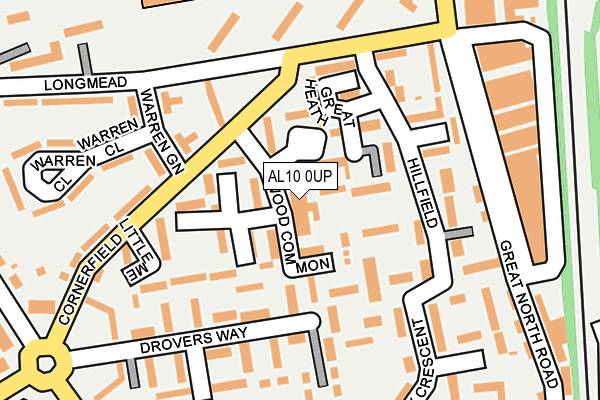 AL10 0UP map - OS OpenMap – Local (Ordnance Survey)