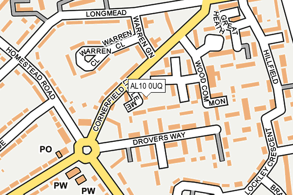 AL10 0UQ map - OS OpenMap – Local (Ordnance Survey)