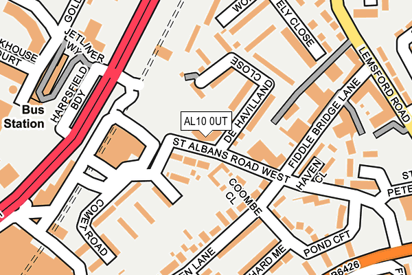 AL10 0UT map - OS OpenMap – Local (Ordnance Survey)