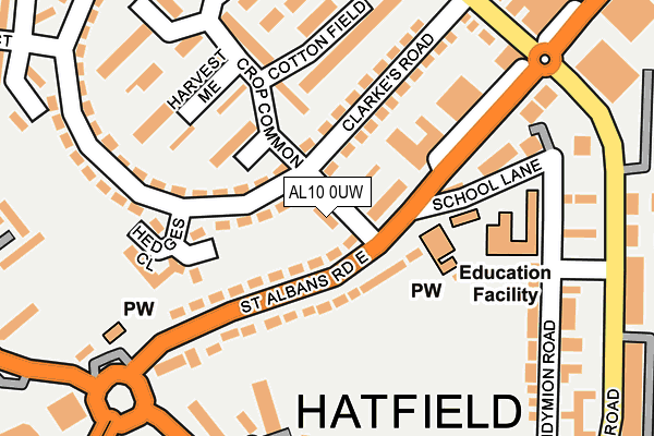 AL10 0UW map - OS OpenMap – Local (Ordnance Survey)