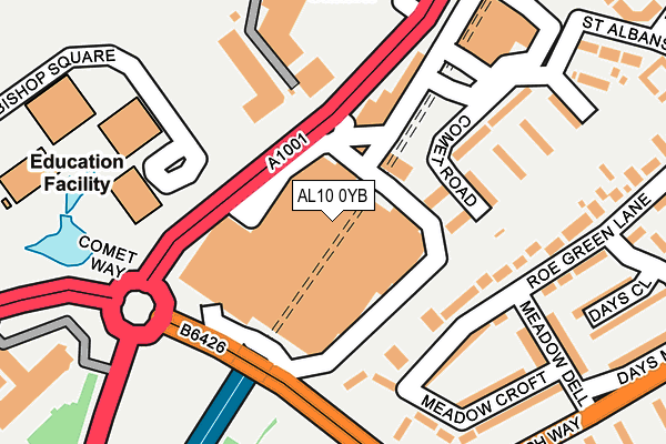 AL10 0YB map - OS OpenMap – Local (Ordnance Survey)