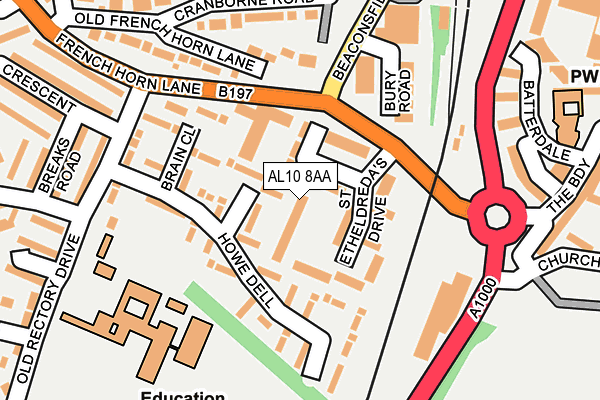 AL10 8AA map - OS OpenMap – Local (Ordnance Survey)