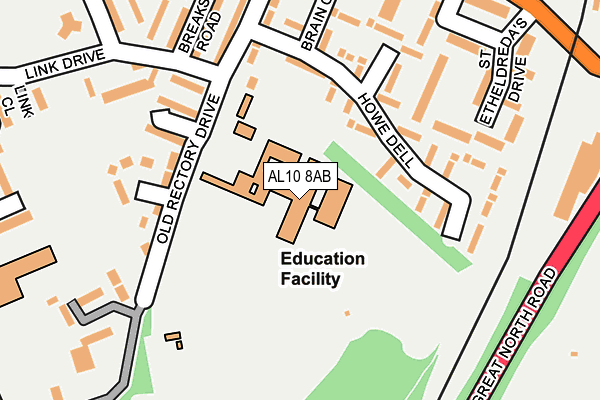 AL10 8AB map - OS OpenMap – Local (Ordnance Survey)
