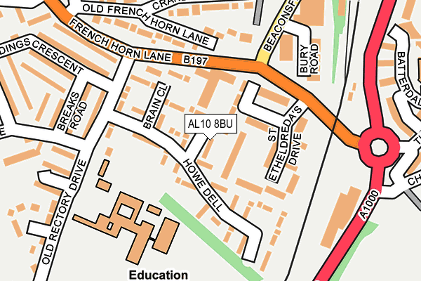 AL10 8BU map - OS OpenMap – Local (Ordnance Survey)
