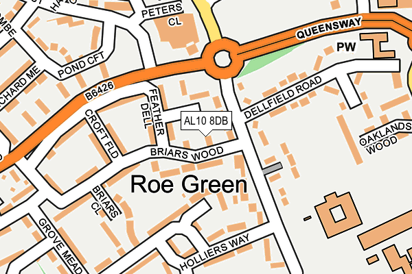 AL10 8DB map - OS OpenMap – Local (Ordnance Survey)