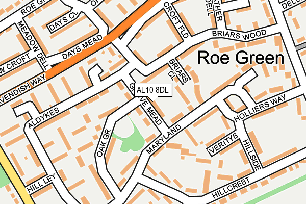 AL10 8DL map - OS OpenMap – Local (Ordnance Survey)