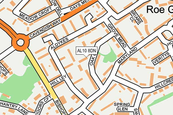 AL10 8DN map - OS OpenMap – Local (Ordnance Survey)