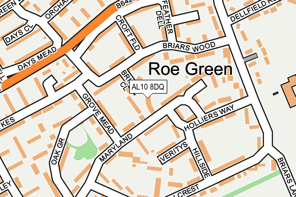 AL10 8DQ map - OS OpenMap – Local (Ordnance Survey)