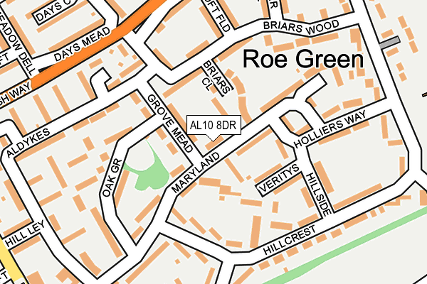 AL10 8DR map - OS OpenMap – Local (Ordnance Survey)