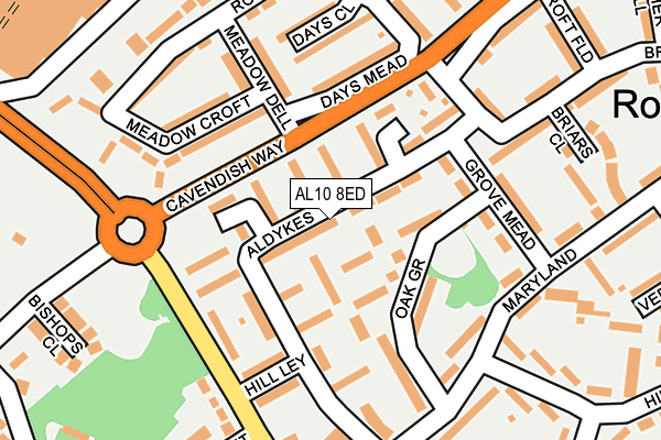 AL10 8ED map - OS OpenMap – Local (Ordnance Survey)