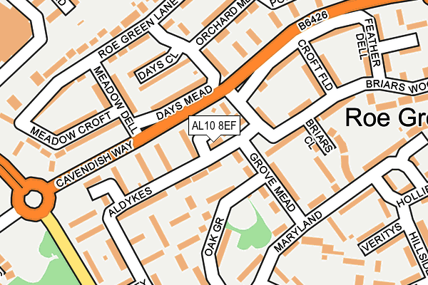 AL10 8EF map - OS OpenMap – Local (Ordnance Survey)