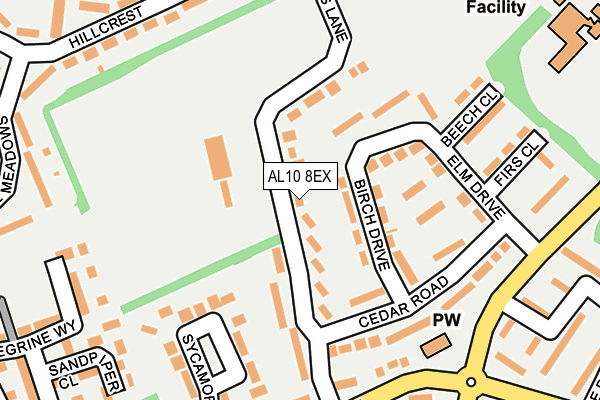 AL10 8EX map - OS OpenMap – Local (Ordnance Survey)