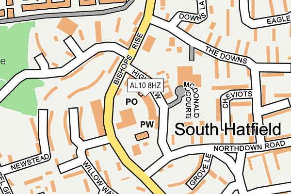 AL10 8HZ map - OS OpenMap – Local (Ordnance Survey)