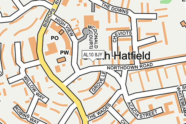 AL10 8JY map - OS OpenMap – Local (Ordnance Survey)