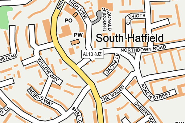 AL10 8JZ map - OS OpenMap – Local (Ordnance Survey)