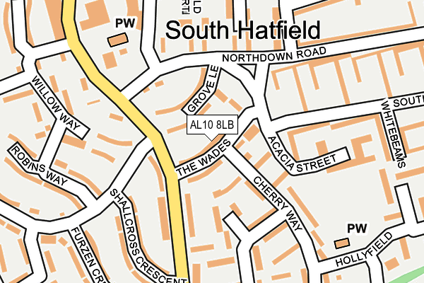 AL10 8LB map - OS OpenMap – Local (Ordnance Survey)