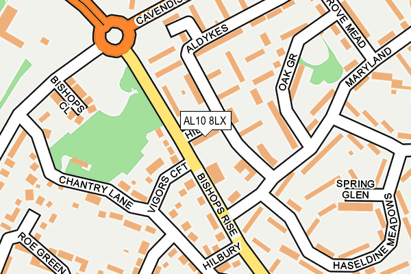 AL10 8LX map - OS OpenMap – Local (Ordnance Survey)