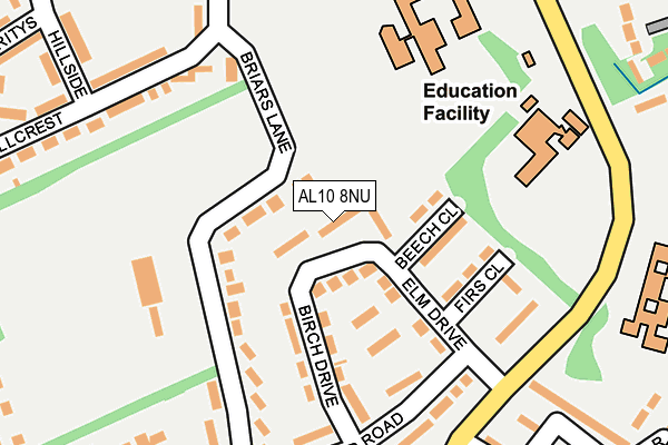 AL10 8NU map - OS OpenMap – Local (Ordnance Survey)