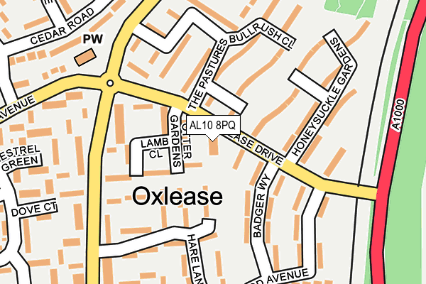 AL10 8PQ map - OS OpenMap – Local (Ordnance Survey)