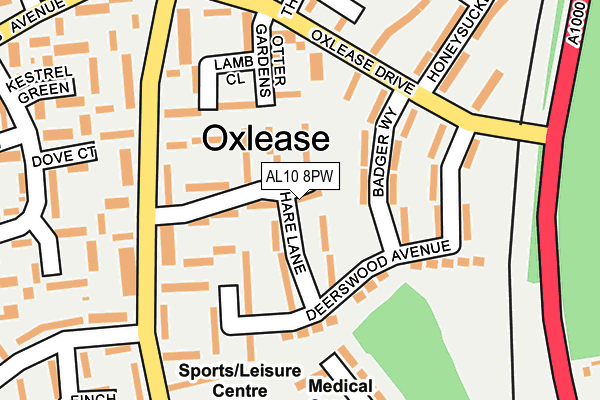AL10 8PW map - OS OpenMap – Local (Ordnance Survey)