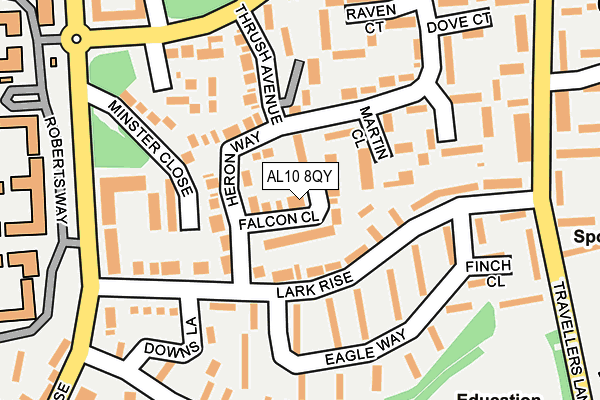 AL10 8QY map - OS OpenMap – Local (Ordnance Survey)