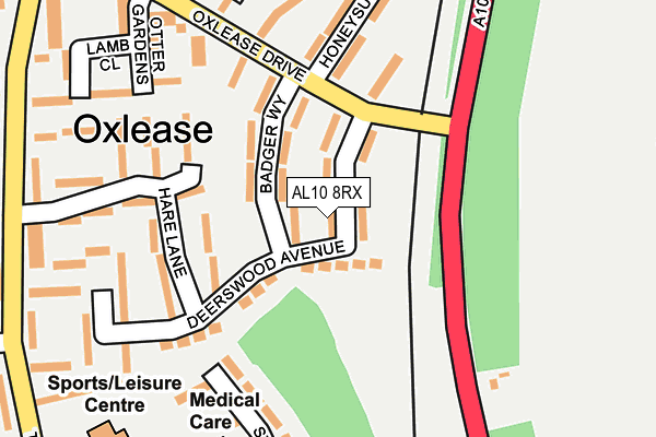 AL10 8RX map - OS OpenMap – Local (Ordnance Survey)