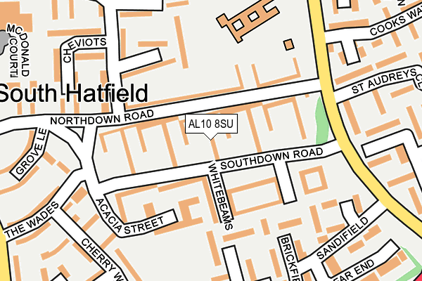 AL10 8SU map - OS OpenMap – Local (Ordnance Survey)