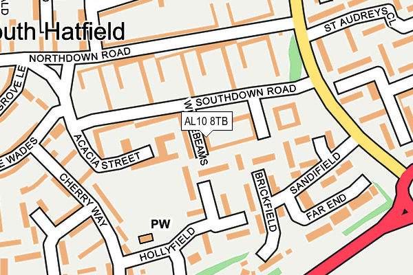 AL10 8TB map - OS OpenMap – Local (Ordnance Survey)