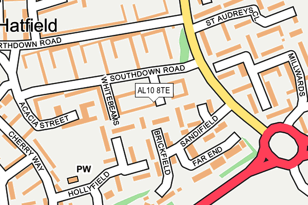 AL10 8TE map - OS OpenMap – Local (Ordnance Survey)