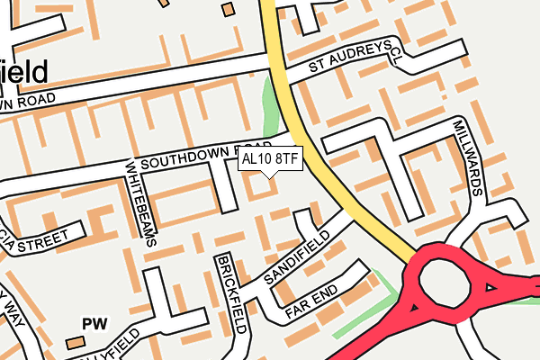 AL10 8TF map - OS OpenMap – Local (Ordnance Survey)