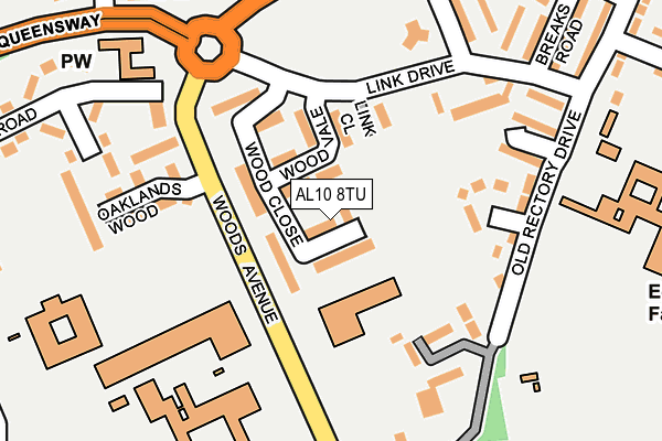AL10 8TU map - OS OpenMap – Local (Ordnance Survey)
