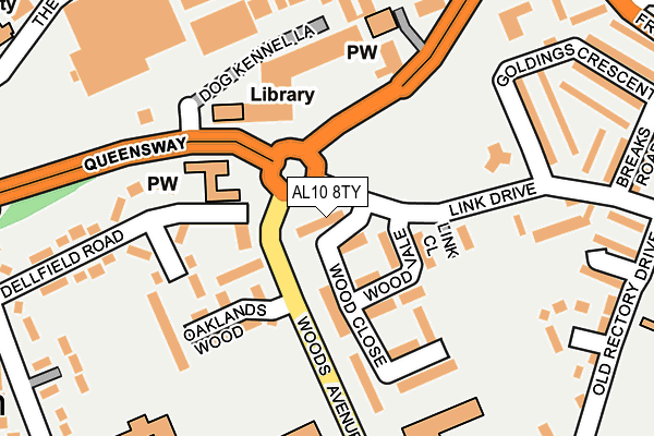 AL10 8TY map - OS OpenMap – Local (Ordnance Survey)