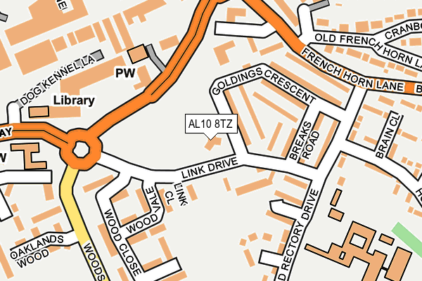 AL10 8TZ map - OS OpenMap – Local (Ordnance Survey)